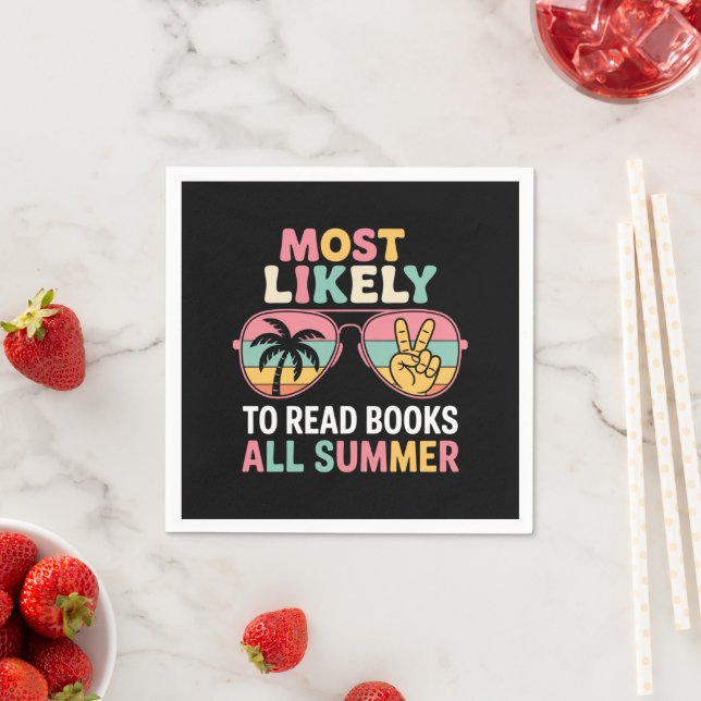 Most Likely To Read Books All Summer Teacher Gift Napkin (Insitu)