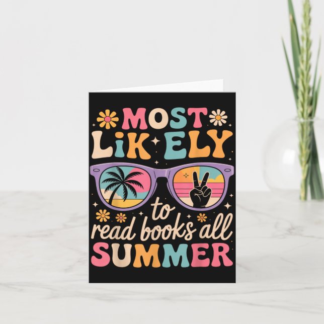 Most Likely To Read Books Summer Teacher Student Card (Front)