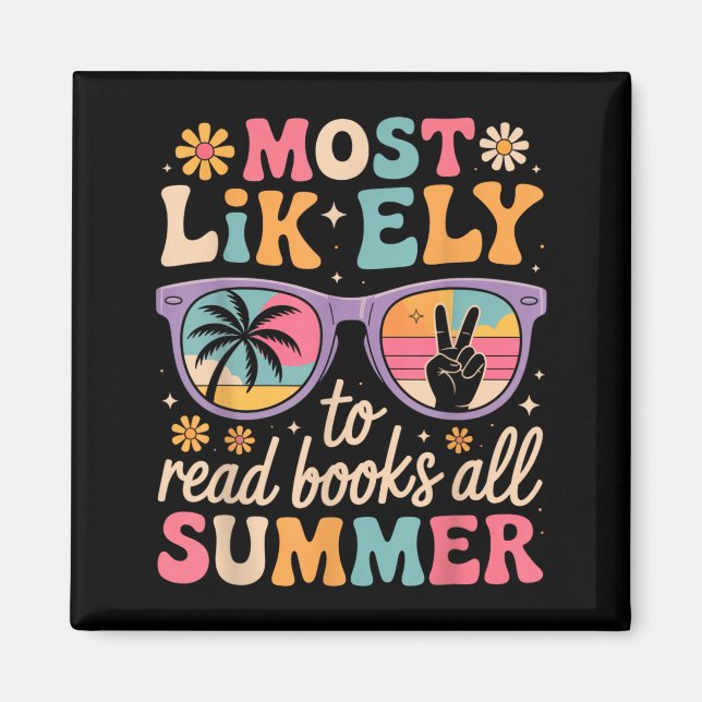Most Likely To Read Books Summer Teacher Student Magnet (Front)