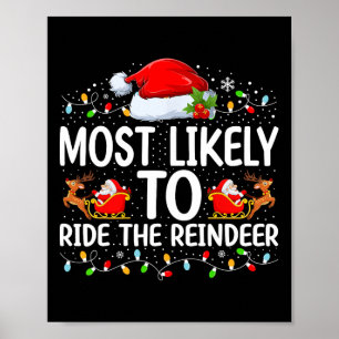 Most Likely To Ride The Reindeer Matching Family C Poster