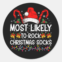 Most Likely To Rock Christmas Socks Funny Xmas