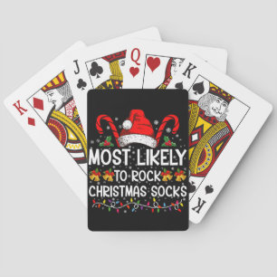 Most Likely To Rock Christmas Socks Funny Xmas Playing Cards