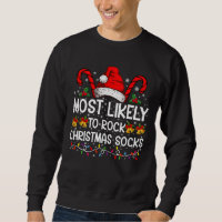 Most Likely To Rock Christmas Socks Funny Xmas