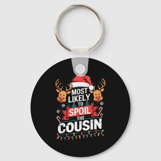 Most Likely To Sil The Cousin Christmas Party Fami Key Ring (Front)