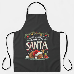 Most Likely to Snooze with Santa Sleepy Reindeer  Apron