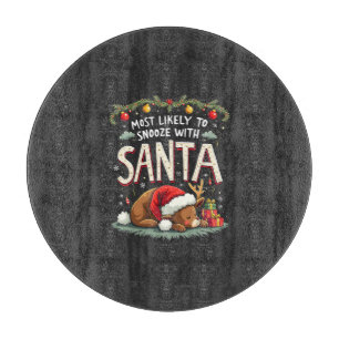 Most Likely to Snooze with Santa Sleepy Reindeer Cutting Board