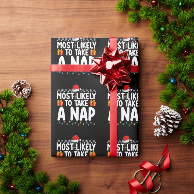 Most Likely To Take A Nap Christmas Holiday Wrapping Paper (Holiday Gift)
