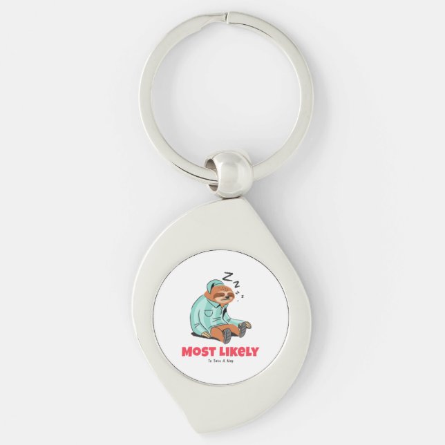 Most Likely To Take A Nap Key Ring (Front)