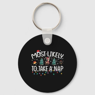Most Likely To Take A Nap Matching Christmas Key Ring