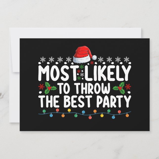 Most Likely To Throw The Best Party Christmas Invitation (Front)