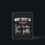 Most Likely To Trade Brother For Gifts Christmas Postcard<br><div class="desc">Most Likely To Trade Brother For Gifts Christmas</div>