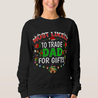 Most Likely To Trade Dad Santa Hat Xmas Lights Sweatshirt