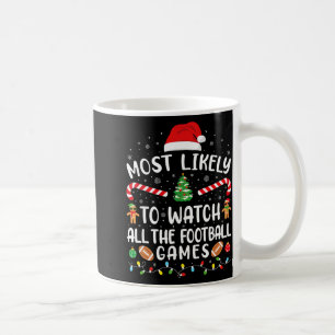 Most Likely To Watch All The Footll Games Xmas Mat Coffee Mug