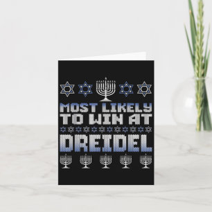 Most Likely To Win At Dreidel Funny Hanukkah Match Card