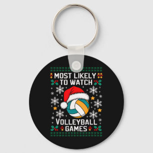 Most Likely Watch Volleyball Christmas Matching Sa Key Ring