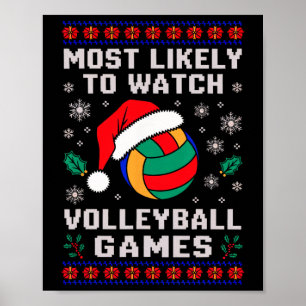 Most Likely Watch Volleyball Santa Christmas Match Poster