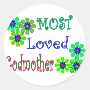 "Most Loved Godmother" Gifts Classic Round Sticker