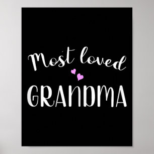 Most Loved Grandma Cute Hearts  Poster