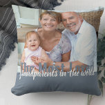 Most Loved Grandparents in the World 2 Photo Cushion<br><div class="desc">Create your own modern photo pillow with two of your favourite photos. The oversized typography is fully editable and currently reads "The Most Loved Grandparents in the world". The photo template is ready for you to add your pictures, which are displayed in landscape format. The colour palette is grey and...</div>