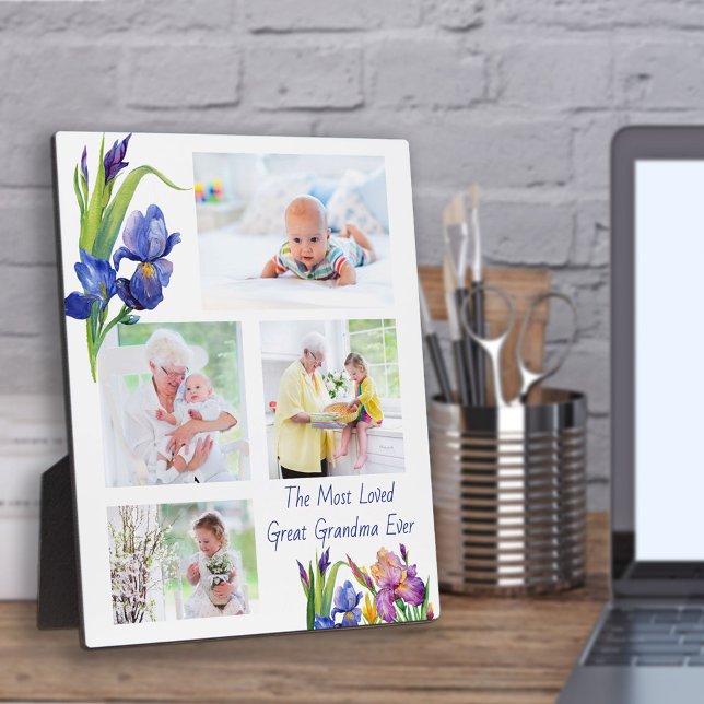 Most Loved Great Grandma 4 Photo Spring Flower Plaque (Creator Uploaded)