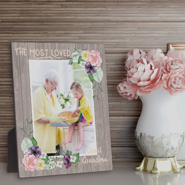 Most Loved Great Grandma Rustic Watercolor Floral Plaque (Creator Uploaded)