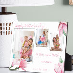 Most Loved Momma Pink Magnolia 3 Photo Plaque<br><div class="desc">Pretty Mother's Day photo gift for your momma (editable). The template is set up ready for you to add 3 of your own photos, which are displayed in portrait format. All of the wording is editable, so you can create your gift for anyone and any occasion. The wording currently reads...</div>