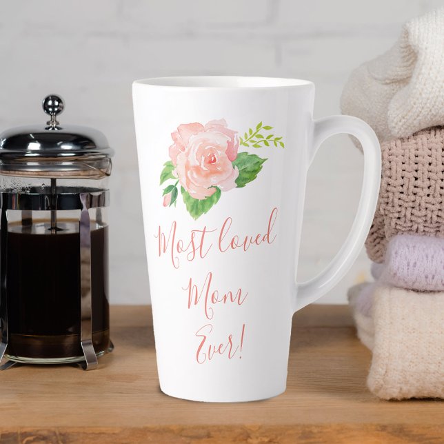 Most Loved Mum Ever Pretty Rose Latte Mug (Creator Uploaded)
