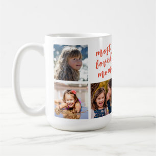 Most Loved Mum in Modern Pink Script 6 Photo Mug