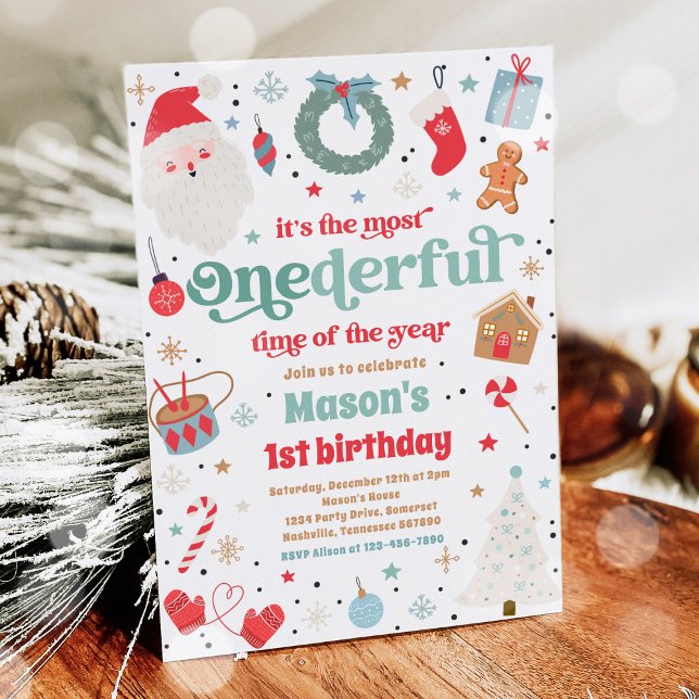 Most Onederful Time Christmas 1st Birthday Party Invitation (Creator Uploaded)