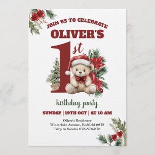 Most Onederful Time Christmas 1st Birthday Party Invitation