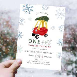Most ONEderful Time Of The Year Car 1st Birthday Invitation
