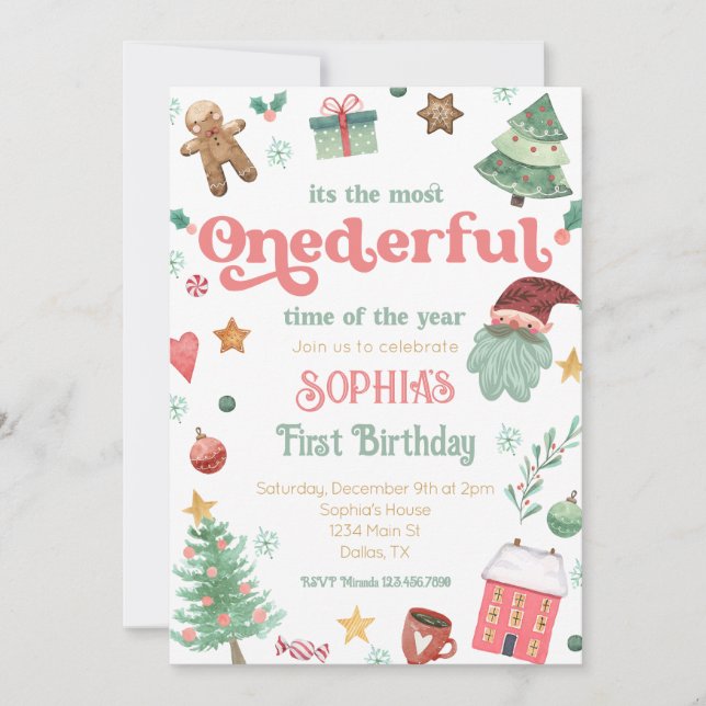 Most Onederful Time of the Year First Birthday Invitation (Front)
