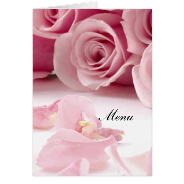 Most Popular Wedding Menu Pink Roses (Front)