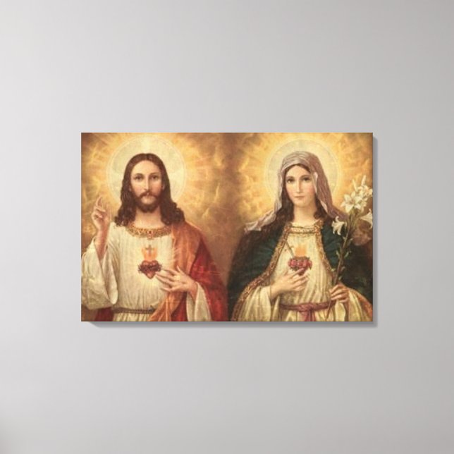 Most sacred heart of holy Jesus and holy Mary Canvas Print (Front)