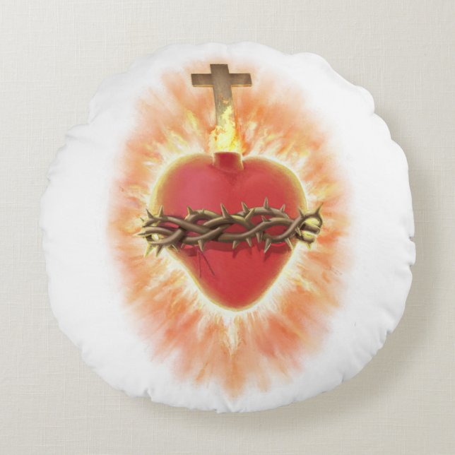 Most Sacred Heart of Jesus  Round Cushion (Front)