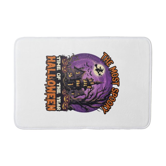 Most Spooky Halloween Haunted House Witch Pumpkins Bath Mat (Front)