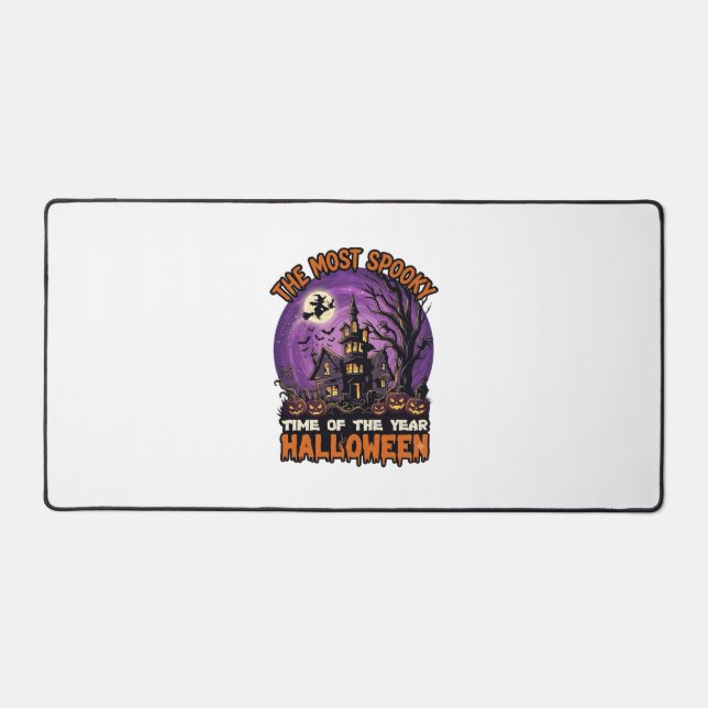 Most Spooky Halloween Haunted House Witch Pumpkins Desk Mat (Front)
