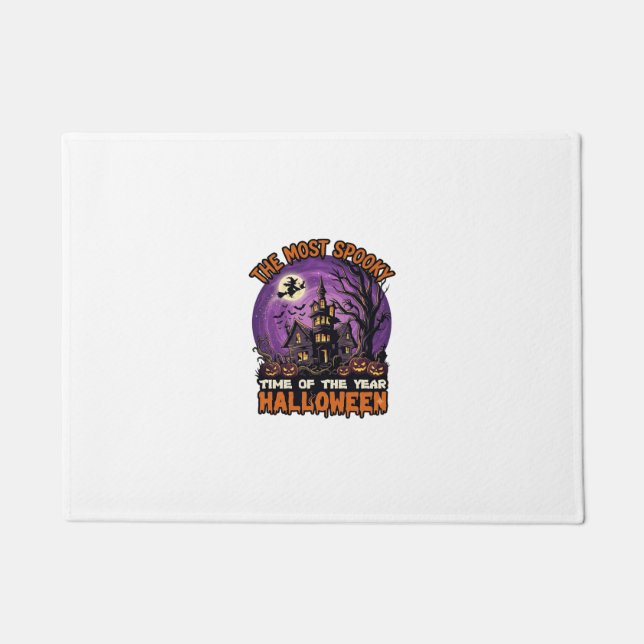 Most Spooky Halloween Haunted House Witch Pumpkins Doormat (Front)