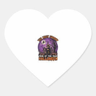 Most Spooky Halloween Haunted House Witch Pumpkins Heart Sticker