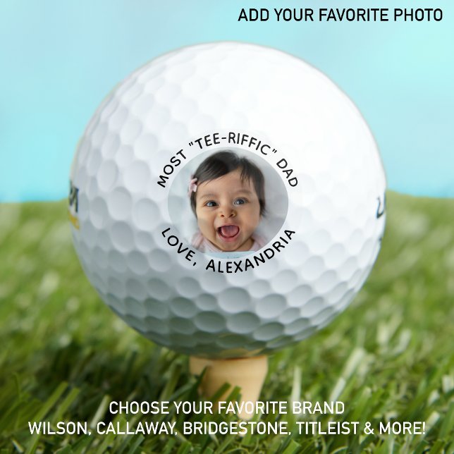 Most Tee-Riffic DAD - Personalised Photo Golfer Golf Balls (Creator Uploaded)