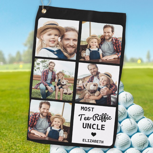 Most Tee-Riffic UNCLE Custom 5 Photo Father's Day Golf Towel (Creator Uploaded)