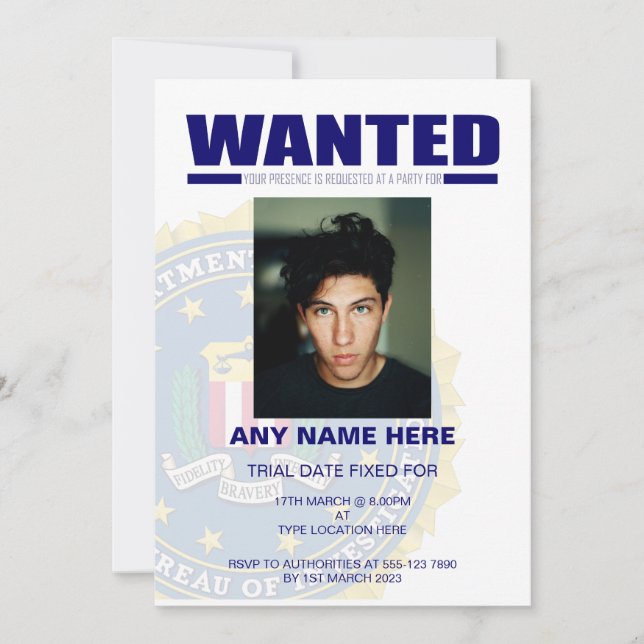 Most Wanted Birthday Party Invitation (Front)