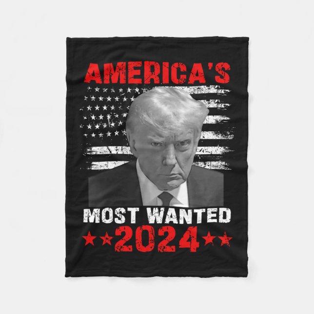 Most Wanted Trump 2024  Fleece Blanket (Front)