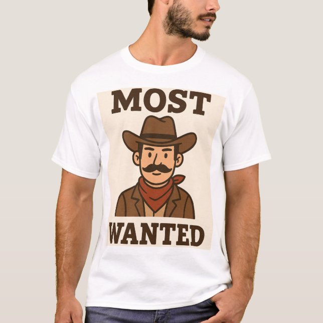 MOST WANTED – Vintage Cowboy Style T-Shirt (Front)