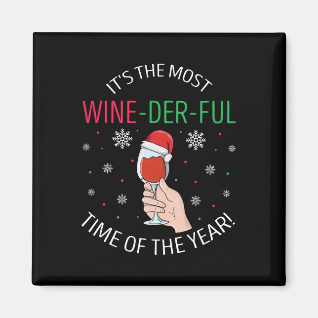 Most Wine-der-ful Time Christmas Humour  Magnet (Front)