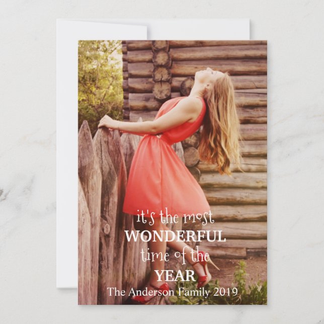 Most Wonderful Christmas Add Your Own Photo Holiday Card (Front)