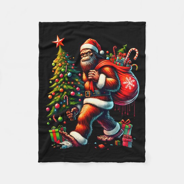Most Wonderful Christmas Bigfoot Christmas Tree Li Fleece Blanket (Front)