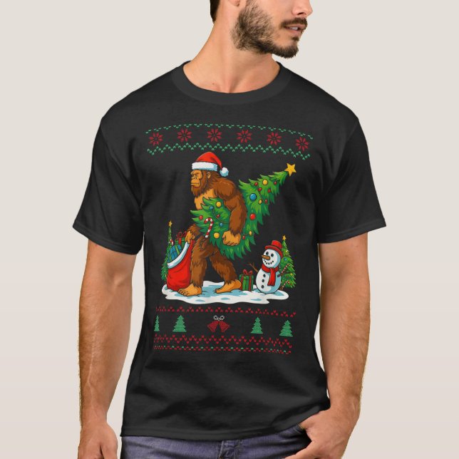 Most Wonderful Christmas Bigfoot Christmas Tree Li T-Shirt (Front)