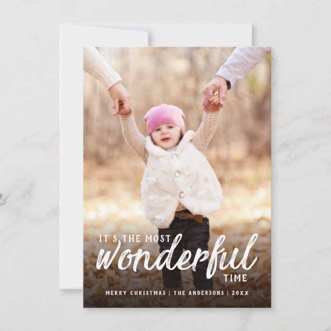 Most Wonderful Christmas Handwritten Script Photo Holiday Card (Front)