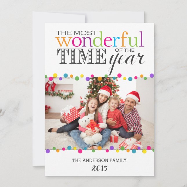 Most Wonderful Time Bright Modern Holiday Card (Front)